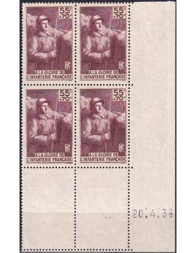 Timbre  n°  386 ** - Coin daté (1938)...